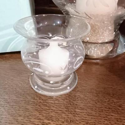 PARTYLITE HURRICANE AND 2 VOTIVE CANDLE HOLDERS