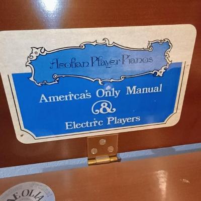 AEOLIAN WORKING PLAYER & MANUAL PIANO WITH PIANO ROLLS, SHEET MUSIC, PIANO LAMP AND EVEN A RECORDER