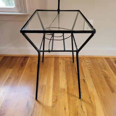 Iron and Glass End Table with Attached Lamp (LR-EL)