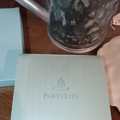 FITZ & FLOYD FLORAL DISH, PARTYLITE TEA CANDLES AND MORE