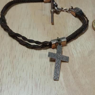 Vintage Orthodox Crucifix Brass necklace with Cross bracelet