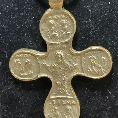 Vintage Orthodox Crucifix Brass necklace with Cross bracelet