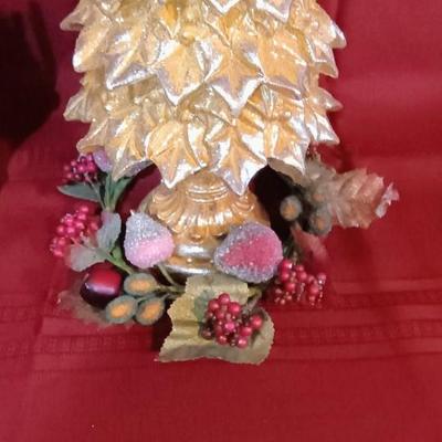 CHRISTMAS TREE CENTERPIECE, WEIGHTED SANTA AND 2 MIKASA PIECES