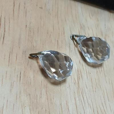 Vintage 1940s Sparkling Clear Crystal Graduating Faceted Bead Necklace with matching earrings