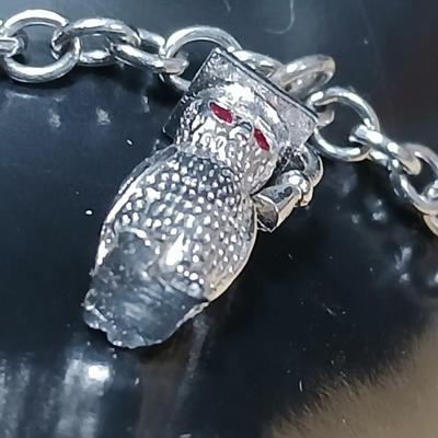 Wells Ster marked Charm bracelet Horses- Owl - Cat - Dog- Piano - Sterling bracelet