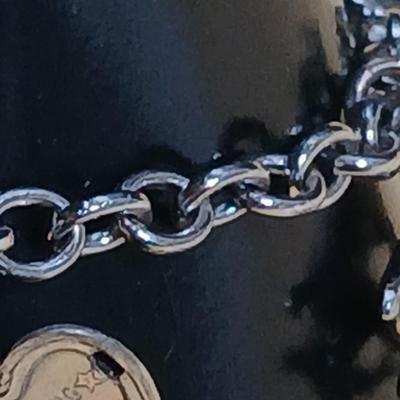 Wells Ster marked Charm bracelet Horses- Owl - Cat - Dog- Piano - Sterling bracelet