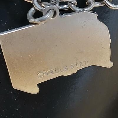 Wells Ster marked Charm bracelet Horses- Owl - Cat - Dog- Piano - Sterling bracelet