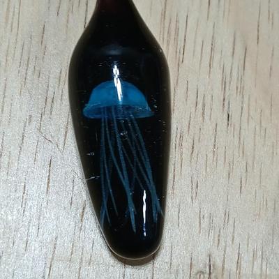 Dragonfly necklace, Glass box locket, blown glass mushroom pendant, and a Moose on a stone pendant