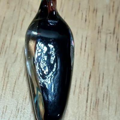 Dragonfly necklace, Glass box locket, blown glass mushroom pendant, and a Moose on a stone pendant