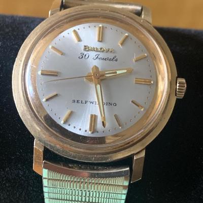 Vintage Bulova 14k Gold Case Wristwatch Self Winding