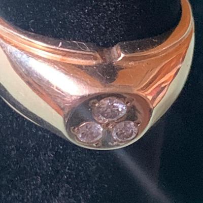 14k Yellow Gd Mens Ring 3 Stones - Size 7 - 10 grams