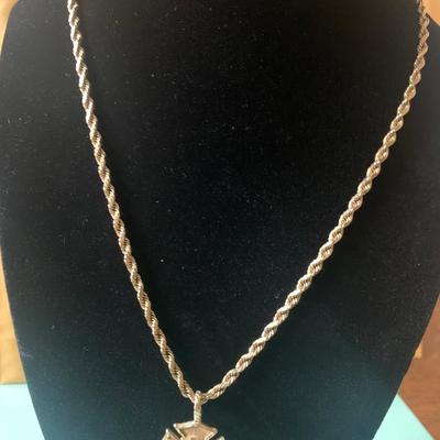 14k Yellow Gold Fire Department Pendant w/ 16” Chain - Total Weight 18.4 grams