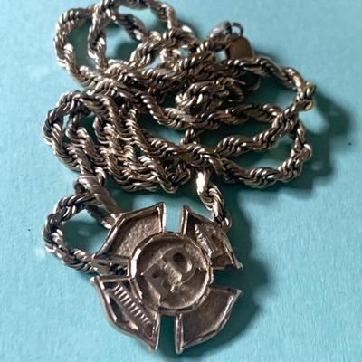 14k Yellow Gold Fire Department Pendant w/ 16” Chain - Total Weight 18.4 grams