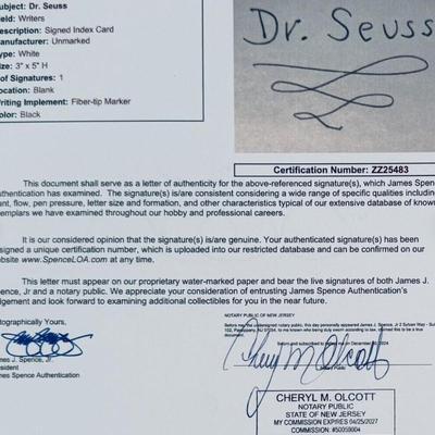 Dr Seuss JSA Certified Index Card