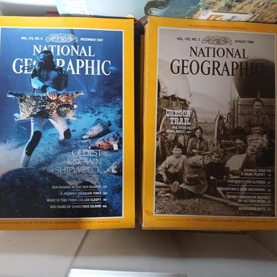 Milk crate of National Geographic magazines