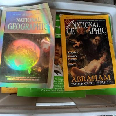 Milk crate of National Geographic magazines