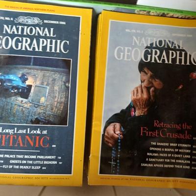 Milk crate of National Geographic magazines