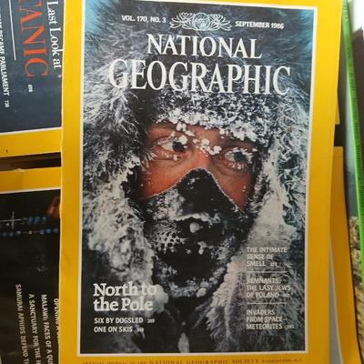 Milk crate of National Geographic magazines