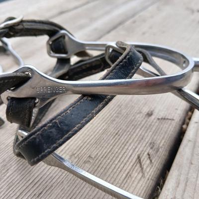 Equestrian Tack - Two pairs of Spurs - Sprenger and unmarked English riding spurs with leather straps