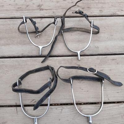 Equestrian Tack - Two pairs of Spurs - Sprenger and unmarked English riding spurs with leather straps