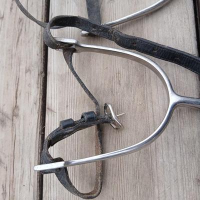 Equestrian Tack - Two pairs of Spurs - Sprenger and unmarked English riding spurs with leather straps