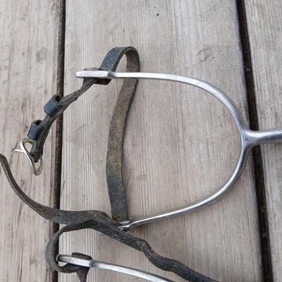 Equestrian Tack - Two pairs of Spurs - Sprenger and unmarked English riding spurs with leather straps