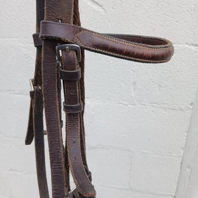 Equestrian Tack - Leather hackamore bitless Bridle with nylon rope reins