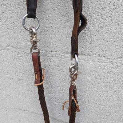 Equestrian Tack - Leather hackamore bitless Bridle with nylon rope reins