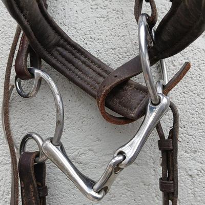 Equestrian Tack - Leather bridle with leather reins - and Metalab snaffle bit