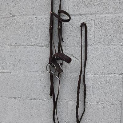 Equestrian Tack - Leather bridle with leather reins - and Metalab snaffle bit