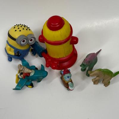 VIntage Toy Lot - happy meal sized toys - Minion, Dinosaurs, Fire hydrant, etc