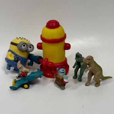 VIntage Toy Lot - happy meal sized toys - Minion, Dinosaurs, Fire hydrant, etc