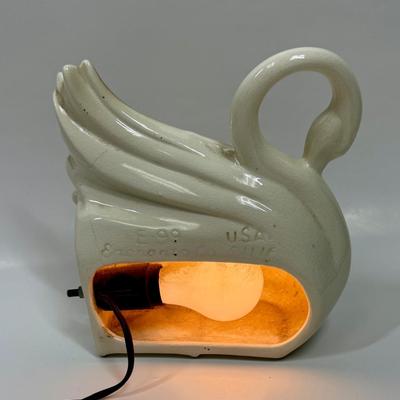 Rare Vintage 1950s Swan TV Lamp by Enchanto Co California Pottery