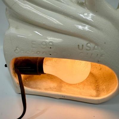 Rare Vintage 1950s Swan TV Lamp by Enchanto Co California Pottery
