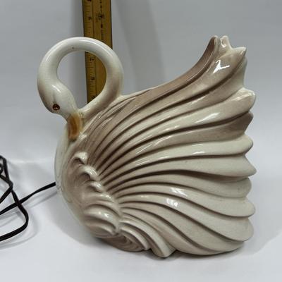 Rare Vintage 1950s Swan TV Lamp by Enchanto Co California Pottery