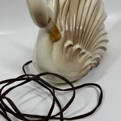 Rare Vintage 1950s Swan TV Lamp by Enchanto Co California Pottery