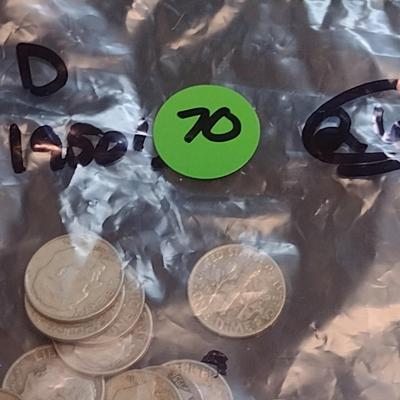 Set of Twenty-Six 1950-1959 U. S. Mint Roosevelt Silver Dimes Circulated (70)