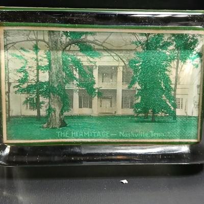 Two glass picture paperweights - The Hermitage Nashville Tennessee and City street
