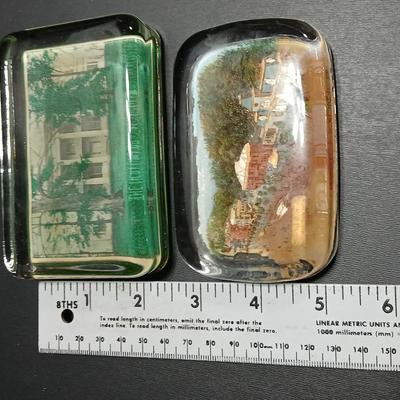 Two glass picture paperweights - The Hermitage Nashville Tennessee and City street