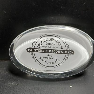 Two vintage advertisement paperweights - Cyris T. Clark Company Boston Mass. & North American Accident Insurance company 1951
