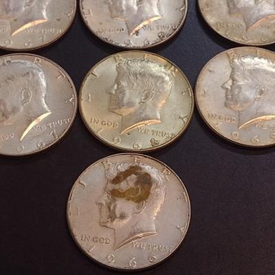 Set of Ten 1965-1969 U. S. Mint Kennedy Silver Half Dollars Circulated (75)