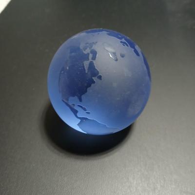 Frosted Blue World Globe Glass Paperweight Made in Italy