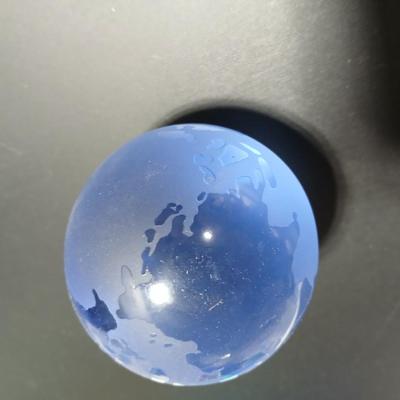 Frosted Blue World Globe Glass Paperweight Made in Italy