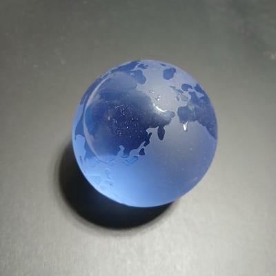 Frosted Blue World Globe Glass Paperweight Made in Italy