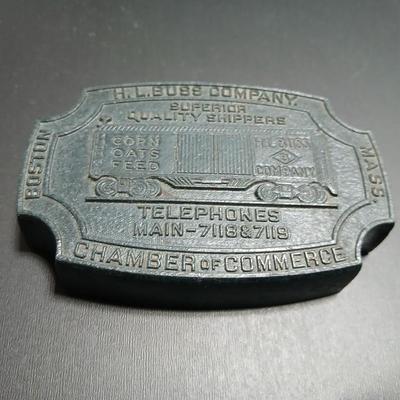 Antique H.L. BUSS COMPANY Boston Mass. Superior Quality Corn, Oats, Feed paper weight