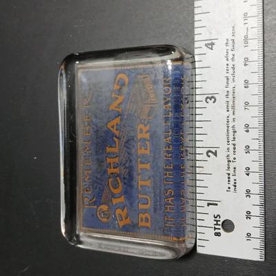 Antique Richland Butter glass paperweight It has the real flavor! Hilmer Com. Co. St Luis It's a real treat to eat!