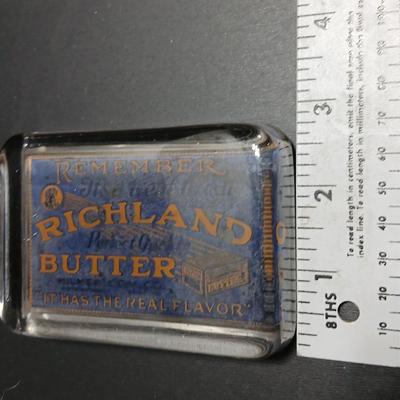 Antique Richland Butter glass paperweight It has the real flavor! Hilmer Com. Co. St Luis It's a real treat to eat!