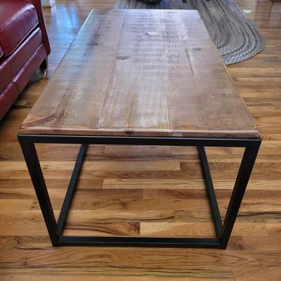 Modern Metal and Wood Coffee Table (LR-EL)