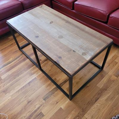 Modern Metal and Wood Coffee Table (LR-EL)