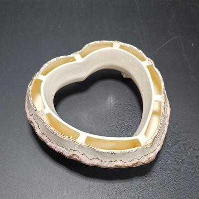 Heart Flowerpot Center Piece and Angel Christmas Ornament and a vintage beetle pin / brooch